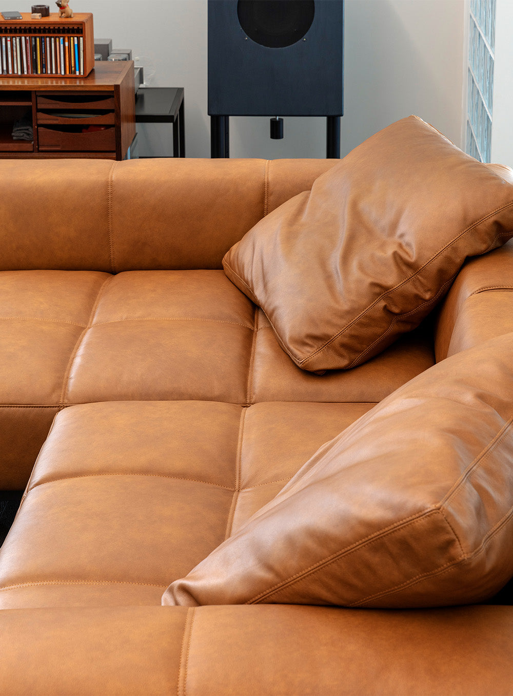 Tartan Cushion - Leather